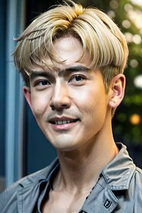 ((((1boy ,Face facing lef, medium shot, light blonde short hair  color :1.5)))),(8k, RAW photo, best quality, masterpiece:1.2), (realistic, photo-realistic:1.4), (extremely detailed CG unity 8k wallpaper) , ((  smile close up shot portrait of a charming Horsen posing for shang yoon magazine in light blue, in the style of deconstructed tailoring, close up, rounded, precisionist, limited color range, duckcore, celestial :1.4)),((super biggest muscle chest )), ((muscular arms and a broad chest, strong, athletic, muscle:1.3 )), hyper detailed, soft lighting, strong backlight, beautiful lighting , hyperreal, front shot, ((random photorealistic full pose :1.3)),(day scene:1.2) 4k, cinematic, widescreen, zoom out, intricate detail, finely detailed, hyper detailed, insane details, centered, epic composition, smooth, extreamly realistic, cenematic, attractive beautiful, hyper realistic, photographed by Canon EOS 6D Mark II RF