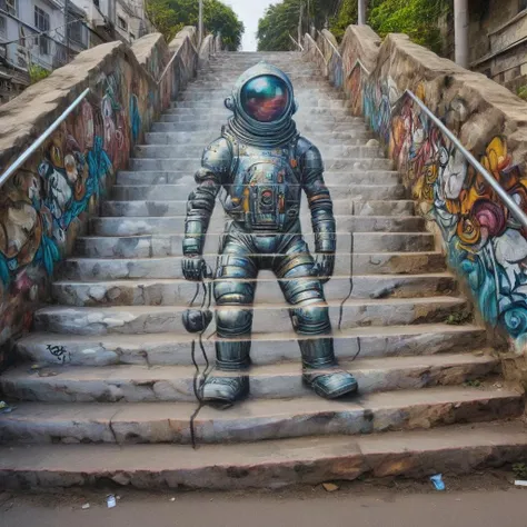 stair-art, village, diving suit,cave pearl,urban landscaping,<lora:stair-art2:1.25>