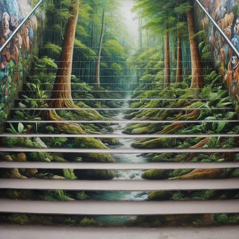 stair-art, rainforest, underground cavern,mountain expedition,skyscraper,<lora:stair-art2:1.25>
