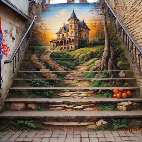 masterpiece, best quality, a house, stair-art<lora:stair-art2:0.75>