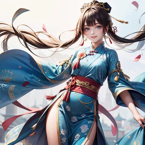 1girl,best quality,masterpiece,8k,absurdres,cute,simple background,the song dynasty clothing,smile,floating,