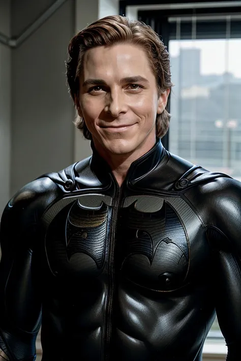 portrait photo of  (sigmabale) <lora:SigmaBaleDogu2mini:1> ,  smiling, wearing (batman suit:1.2), 8k uhd, dslr, high quality, film grain, Fujifilm XT3