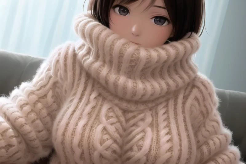 (Awesome quality, highest resolution, 8k, pixiv fanbox, ray tracing, complete scene),
oversized cowlneck sweater, (fuzzy fluffy oversized turtleneck),off-shoulder sweater
girl in oversized sweater with high turtleneck over face,<lora:bfsw_sd:0.5>  <lora:sw3ater:0.7>