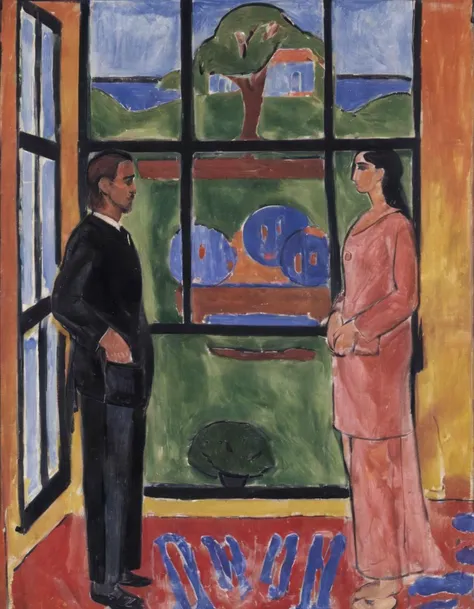 <lora:m4t1:1>m4t1 man woman by window