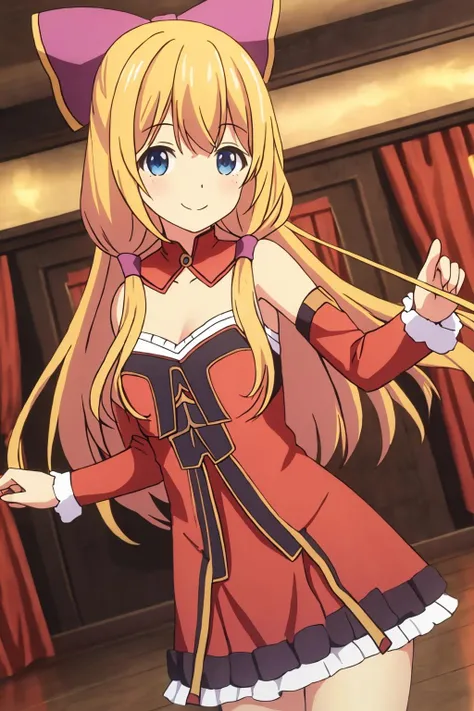 (masterpiece, best quality),  intricate details,
1girl,  <lyco:holo anime2024_LoconV1:0.8> holo anime2024,
  indoors, blurry background, arms behind back, leaning forward, smiling,