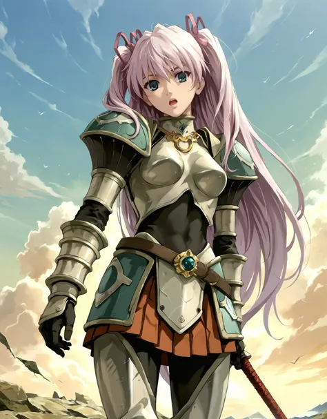 1girl,solo,shoulder armor,armor,long hair,pink hair,ribbon,hair ribbon,breastplate,twintails,green eyes,belt,very long hair,gauntlets,two side up,bodysuit,( pleated skirt:1.2),(leg armor:1.5),
score_9,score_8_up,score_7_up,best quality,masterpiece,source_anime BREAK (long legs:1.1),perfect anatomy,absurdres,skinny,available light,head_tilt,<lora:sdxl_lightning_4step_lora:0.8>,<lora:add-detail-xl:2.6>,messy hair,<lora:Misaki Kurehito_XL_PONY:0.4>,<lora:Suvia1>,
zPDXL,grabbing,moaning,detailed,standing,<lora:toll:0.2>,basement,indoor,