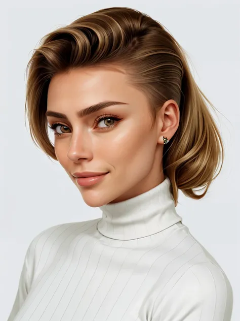 (vexel style, sharp, clean, vector-based, highly detailed:1.15), close range <lora:sd15_lora_AnnaVonKlinski_96_v1:.9> AnnaVonKlinski with dirty blonde highlights, focus on smiling face, wearing a turtleneck , her hair is styled as undercut hair,