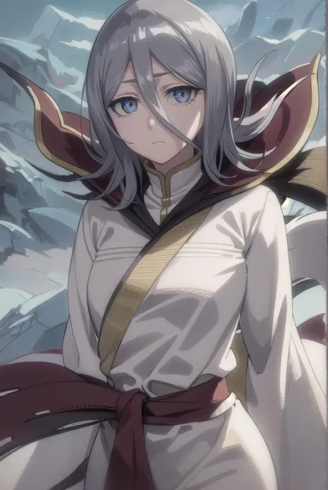 rukiakuchiki, <lora:rukia kuchiki movie3-lora-nochekaiser:1>,
dark rukia kuchiki, kuchiki rukia, short hair, grey hair, hair between eyes, (grey eyes:1.5),
BREAK cape, robe, white robe, high collar, long sleeves, torn clothes,
BREAK outdoors,
BREAK looking at viewer,
BREAK <lyco:GoodHands-beta2:1>, (masterpiece:1.2), best quality, high resolution, unity 8k wallpaper, (illustration:0.8), (beautiful detailed eyes:1.6), extremely detailed face, perfect lighting, extremely detailed CG, (perfect hands, perfect anatomy),