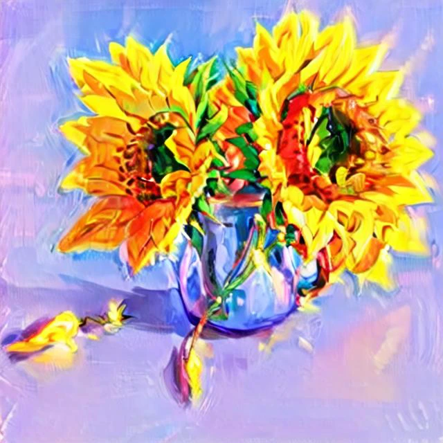 flower, no humans, still life, sunflower, shadow, petals, yellow flower <lora:Oilpaint:1>