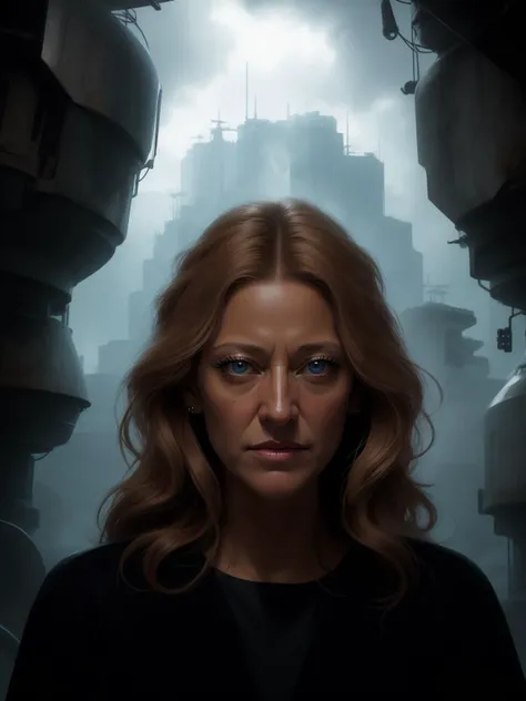 3/4 shot, portrait, Edie Falco, cavern, rocks, stalactites, dark, moist, mysterious, eerie, digital art by timothy dodd,
extremely detailed face,