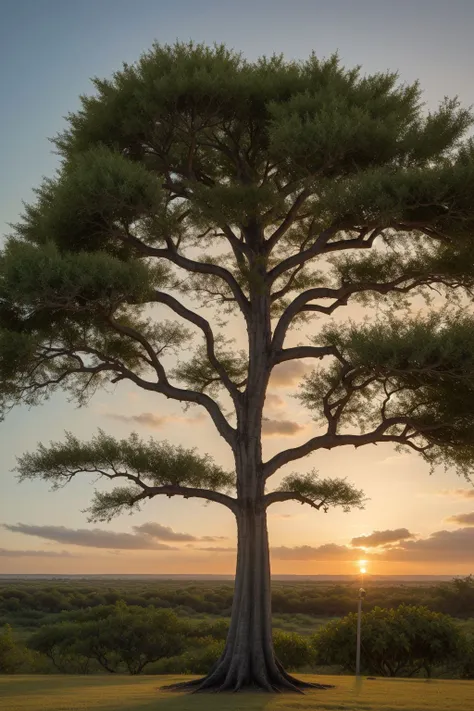 (a Mahogany tree), sunset