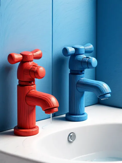 ais-crayz hot and cold bathroom taps with faces <lora:Kids_Crayon_Style_SDXL:1>