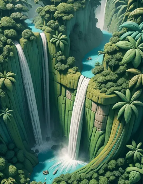 aerial view of ais-crayz waterfall in the jungle