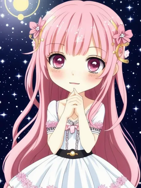 draw, woman, beautiful dress ornate, anime beauty comic , chibi, constellation, (1girl, solo:1.2), (chibi:1.3), eyeliner, eyelashes, looking at viewer, (shiny skin:0.16), (pale skin:0.33), (body blush:0.38), eyes beautiful, anime , realistic, masterpiece, best quality, still, cloud girl, floating in the sky, (close-up:1.1), bright, happy, fun, soft lighting