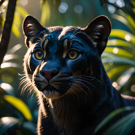 cinematic photo Canon R5, key light, Moody Bagheera from The Jungle Book . 35mm photograph, film, bokeh, professional, 4k, highly detailed, skeptical, doubting, cynical
