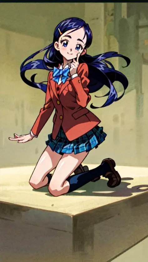 (masterpiece), best quality, (cel anime), highest quality, ((high detail:1.2)), (HDR), (cinematic light:1.1), highres, (fingers 5 fingers), (ultimate cute girl), highres, 1girl, solo, (:1.5), (full body), school uniform, pleated skirt, skirt, brown jacket, jacket, bow, blazer, blue bow, socks, kneehighs, hair ornament, hairclip, shoes, loafers, bowtie, blue sky, park, <lora:honoka_yukishiro_v1:0.8>,(yukishiro honoka), (honokaschool1), smile,<lora:flat2:-0.5>, <lora:GoodHands-beta2:2>,