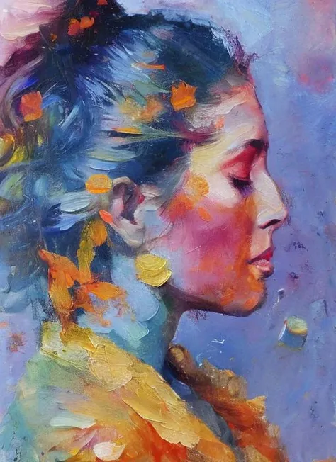 a painting by mse a woman by agnes cecile, luminous design, pastel colours, ink drips, autumn lights