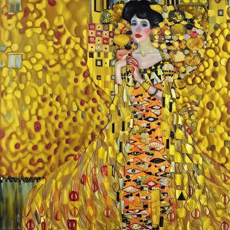 1girl, kissing, pale skin,
Black hair, short hair,
the robe, cloak, and clothes hung down to the ground, long dress,
Splendor, golden, gold sequins on clothes, oil painting, Separatist oil painting, Vienna Section painting, golden background, texture, Gustav Klimt,
8k, high image quality, high resolution, best quality,
<lora:fechin:0.3>