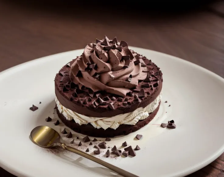 RAW photo, chocolate mousse, cream, <lora:foodphoto:0.8> foodphoto, dslr, soft lighting, high quality, film grain, Fujifilm XT
