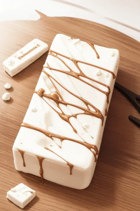 masterpiece, high quality, best quality, white chocolate bar, foodphoto, <lora:foodphoto:0.6>,