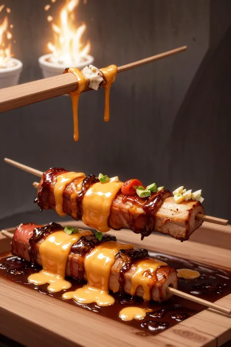 masterpiece, high quality, best quality, barbecue on a skewer,  foodphoto, <lora:foodphoto:0.6>,
