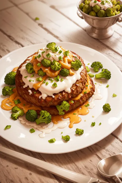 masterpiece, high quality, best quality, broccoli, beige plate with patterns, foodphoto, <lora:foodphoto:0.6>,