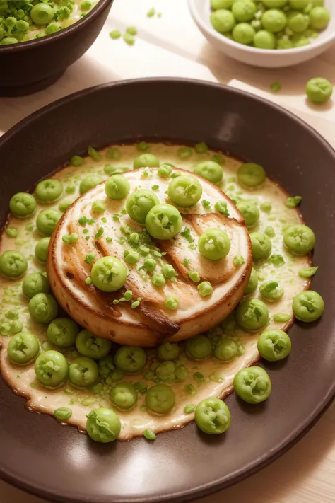 masterpiece, high quality, best quality, green peas, on the table, foodphoto, <lora:foodphoto:0.6>,