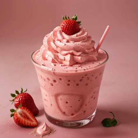RAW photo, strawberry milkshake, foodphoto, professional colour grading, soft shadows, no contrast, clean sharp focus, foodphoto, <lora:foodphoto:0.5>