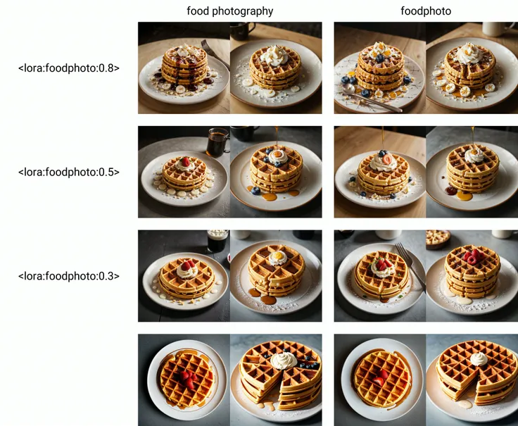 RAW photo, waffles, food photography, professional colour grading, soft shadows, no contrast, clean sharp focus, food photography, <lora:foodphoto:0.8>