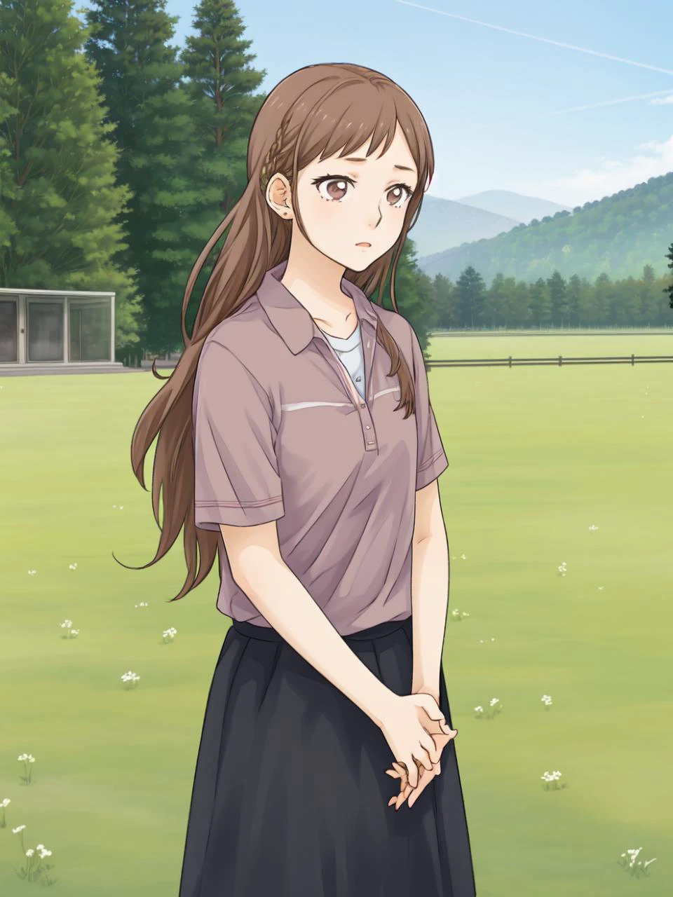 masterpiece, best quality,
<lora:KindredSpirits-002:0.9> emphasis line
1girl, (solo),
(, 14y.o, teen,eenager)
red brown hair,
" ",
" ",
(" ":1.2)
grass field,
" "