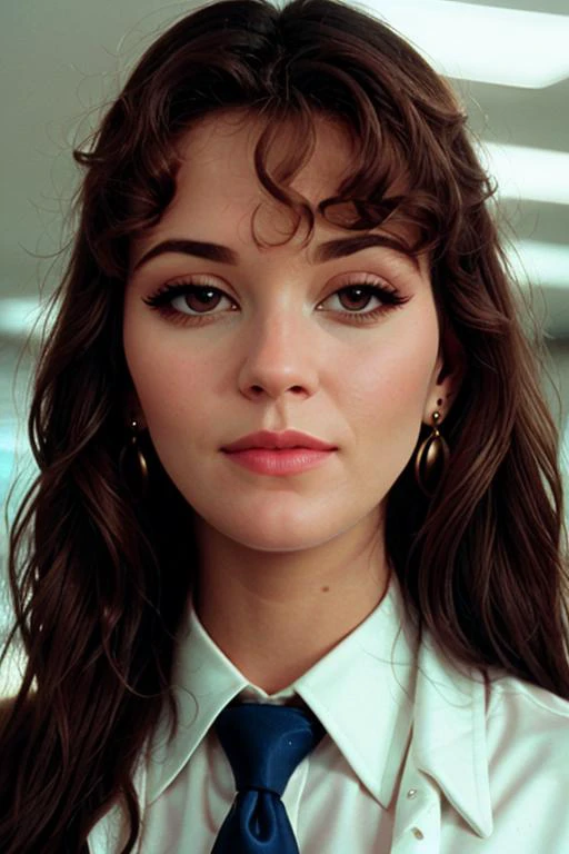 <lora:Elle_Macpherson-000005:0.5>,elle, ,(epic) ,photo of a woman, , perfect hair, beautiful perfect skin, ((busy office)), (modern photo, necktie, shirt), 24mm, (analog, cinematic, film grain:1.3), , detailed eyes, (upper body), (looking at viewer), earrings, (eyeliner, eyelashes)