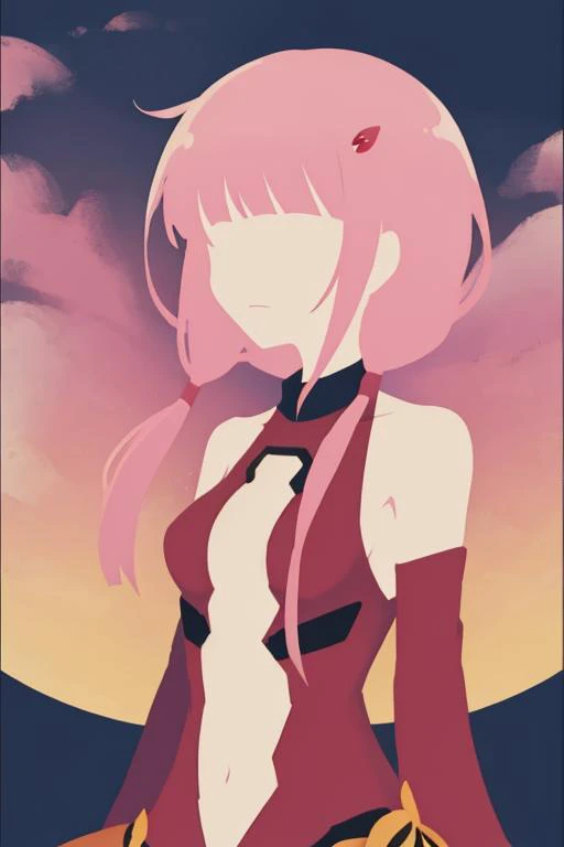 (masterpiece),(best quality), anime minimalist,<lora:minimalistAnimeStyle_v10:0.8>,
((upper body)),1girl, solo,
yuzuriha_inori, sitting, bound arms, bound wrists, ruins, depth of field,outdoors, havel, bangs, pink hair,(center opening:1.2),Red clothes,navel,
<lora:InoriV1:0.8>,