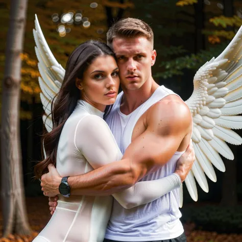 an angel protecting a human, <lora:add-detail-xl:3>