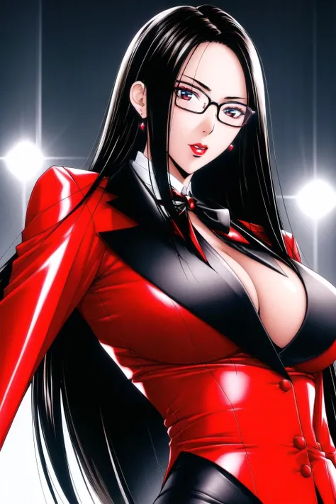(Night:1.7), Japan, cyberpunk, CityView, Before Window,
Standing at attention,
red suit,red_jacket,earrings, glasses,formal,long_sleeves,suit,
bowtie,pencil_skirt,sheer_legwear,
<lora:Mai_Kannazuki_G_Taste-KK77-V1:0.7>,<lora:more_details:0.3>,
black_hair,long_hair,lipstick,jewelry,fingernails,red_nails,Bangs,Forehead,
1 girl, 20yo,Young female,Beautiful Finger,Beautiful long legs,Beautiful body,Beautiful Nose,Beautiful character design, perfect eyes, perfect face,expressive eyes,
looking at viewer, in the center of the image,(Upper_body),(close-Up),(Focus on her face),
official art,extremely detailed CG unity 8k wallpaper, perfect lighting,Colorful, Bright_Front_face_Lighting,shiny skin,
(masterpiece:1.0),(best_quality:1.0), ultra high res,4K,ultra-detailed,
photography, 8K, HDR, highres, absurdres:1.2, Kodak portra 400, film grain, blurry background, bokeh:1.2, lens flare, (vibrant_color:1.2)
(Beautiful,large_Breasts:1.4), (beautiful_face:1.5),(narrow_waist),