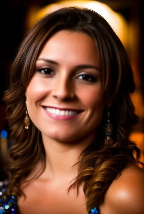 a portrait photo of a beautiful woman with brown hair, party hard in pub, smiling, dramatic light , looking to the side, Rembrandt lighting scheme, (hyperrealism:1.2), (photorealistic:1.2), shot with Canon EOS 5D Mark IV, detailed face, detailed hair  <lora:add_detail:1> <lora:camila_polizzi_lora_V2-06:1>