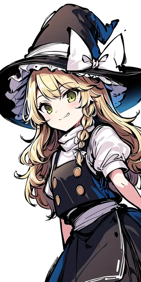 masterpiece,high quality, 1girl,((kirisame marisa)), standing, (white background) <lora:tokiame:1:1:1,1,1,1,1,1,1,0,0,0,1,1,1,1,1,1,1>