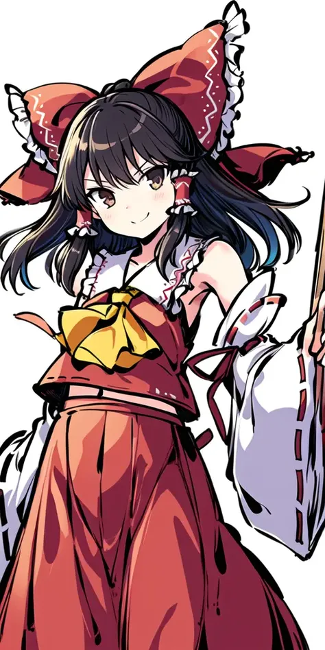 masterpiece,high quality, 1girl,((hakurei reimu)), standing, (white background) <lora:tokiame:1:1:1,1,1,1,1,1,1,0,0,0,1,1,1,1,1,1,1>