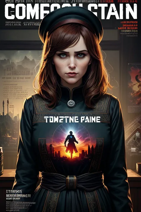 Indie game art,(Infographics photo of, photo of captivating (Ell13T4yl0r01-250:0.99), an (enchantress:1.1), vintage-style photography, professional photoshoot, (medium shot), (waist up), retro fashion photo, Direct gaze towards the camera, aloof expression, dynamic stance, ((tunic:1.2)), with trendy hairstyle, ((sinister fortress)), balance, juxtaposition, ((sinister terror:1.2)), ((mysterious occult arts)), (((exquisitely detailed infographic))), ((page scan:1.2)), (((magazine cover:1.2))), (((information text:1.2))), (detailed infographics:1.1), atmospheric lighting, cinematic composition, concept art, digital illustration, elaborate, artwork by Bastien Lecouffe-Deharme and Greg Rutkowski and Carne Griffiths, ambient lighting, 4K resolution, meticulously detailed, cell shading, ((rotoscoping)), ((flawless eyes)), (intricate pupils), (((acknowledgments))), (((comic installment))), (((character infographic))), (inspired by the world of stephen king:1.2)), (Vector Art, Borderlands style, Arcane style, Cartoon style), Line art, Disctinct features, Hand drawn, Technical illustration, Graphic design, Vector graphics, High contrast, Precision artwork, Linear compositions, Scalable artwork, Digital art, cinematic sensual, Sharp focus, humorous illustration, big depth of field, Masterpiece, trending on artstation, Vivid colors, trending on ArtStation, trending on CGSociety, Intricate, Low Detail, dramatic