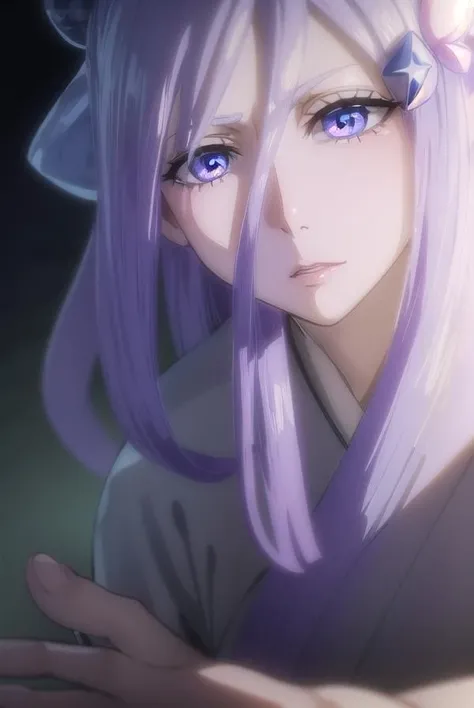 sodenoshirayuki, <lora:sodenoshirayuki-lora-nochekaiser:1>,
sode no shirayuki, long hair, blue eyes, hair ornament, purple hair, flower, hair flower, light purple hair,
BREAK japanese clothes, kimono, sash, obi,
BREAK outdoors,
BREAK looking at viewer, (cowboy shot:1.5),
BREAK <lyco:GoodHands-beta2:1>, (masterpiece:1.2), best quality, high resolution, unity 8k wallpaper, (illustration:0.8), (beautiful detailed eyes:1.6), extremely detailed face, perfect lighting, extremely detailed CG, (perfect hands, perfect anatomy),