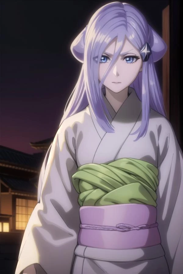 sodenoshirayuki, <lora:sodenoshirayuki-lora-nochekaiser:1>,
sode no shirayuki, long hair, blue eyes, hair ornament, purple hair, flower, hair flower, light purple hair,
BREAK japanese clothes, kimono, sash, obi,
BREAK outdoors,
BREAK looking at viewer, (cowboy shot:1.5),
BREAK <lyco:GoodHands-beta2:1>, (masterpiece:1.2), best quality, high resolution, unity 8k wallpaper, (illustration:0.8), (beautiful detailed eyes:1.6), extremely detailed face, perfect lighting, extremely detailed CG, (perfect hands, perfect anatomy),