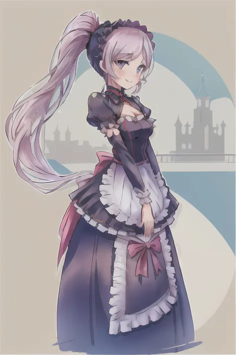 {{{masterpiece}}}, shalltear bloodfallen, (shalltearcostume:1.5), masterpiece, best quality, 1girl, ponytail, <lora:shalltear:1>, upper body, smile, blush, castle background, light pink hair, long dress
<lora:art_by_iesupa_v1.0:0.8>