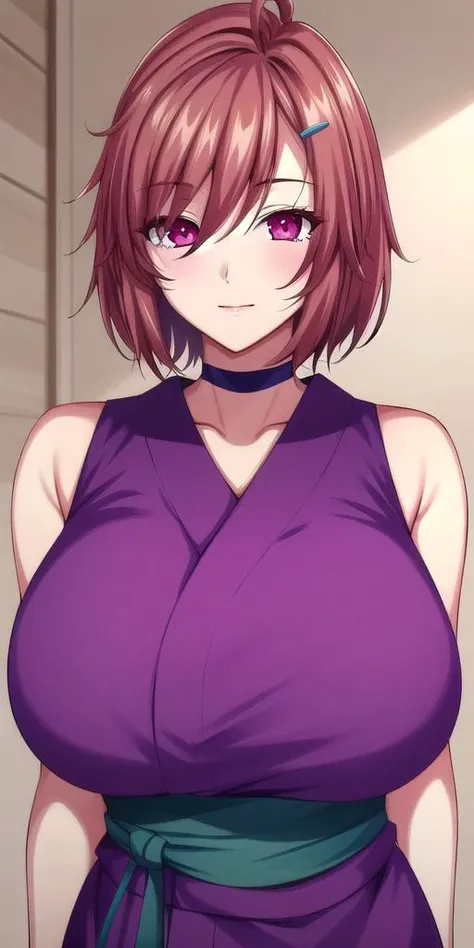 1girl, solo, (large breasts:1.1), shinohara_katsumi, wine glass, upper body, close-up, arms behind back, volumetric, furrowed brow, light smile, night, long sleeves, turtleneck sweater, necklace, looking at viewer, long hair, low twintails, brown eyes, pink hair, <lora:ShinoharaKatsumiSpoconLoraV1:0.7>