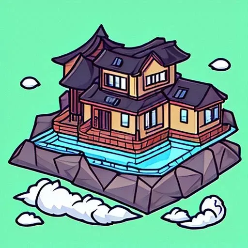 house floating on an island in the sky  <lora:cutestickers:1> cutestickers