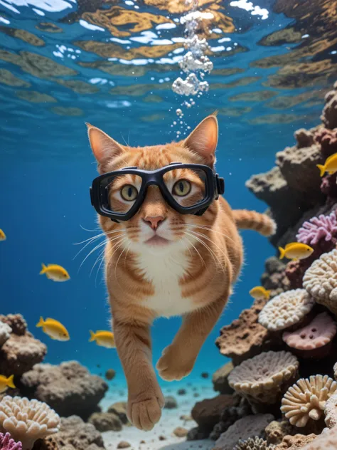 score_9, score_8_up, score_7_up
diving cat, diving (goggles, snorkel:1.2), underwater, swimming, (chasing a fish), rocks, corals, colorful fish, golden hour, cinematic, depth of field