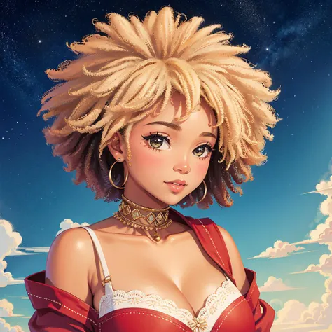 1girl, african-american, afro