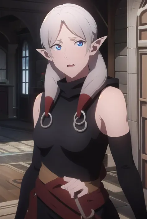 fymryn, <lyco:fymryn-lyco-nochekaiser:1>,
fymryn, pointy ears, elf, white hair, twintails, low twintails, medium hair,
BREAK sleeveless, bare shoulders, hood, rings,
BREAK looking at viewer,
BREAK outdoors,
BREAK <lora:GoodHands-vanilla:1>, (masterpiece:1.2), best quality, high resolution, unity 8k wallpaper, (illustration:0.8), (beautiful detailed eyes:1.6), extremely detailed face, perfect lighting, extremely detailed CG, (perfect hands, perfect anatomy),