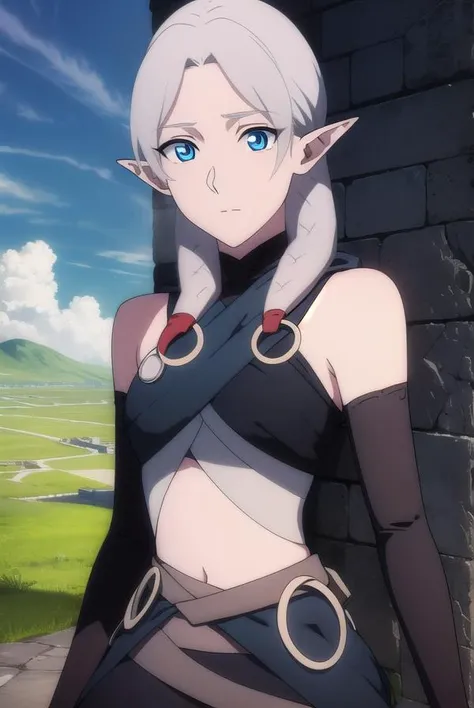 fymryn, <lyco:fymrynv2-lyco-nochekaiser:1>,
fymryn, blue eyes, grey hair, pointy ears, braid, hair braid, elf,
BREAK bare shoulders, boots, detached sleeves,
BREAK looking at viewer,
BREAK outdoors,
BREAK <lyco:GoodHands-beta2:1>, (masterpiece:1.2), best quality, high resolution, unity 8k wallpaper, (illustration:0.8), (beautiful detailed eyes:1.6), extremely detailed face, perfect lighting, extremely detailed CG, (perfect hands, perfect anatomy),