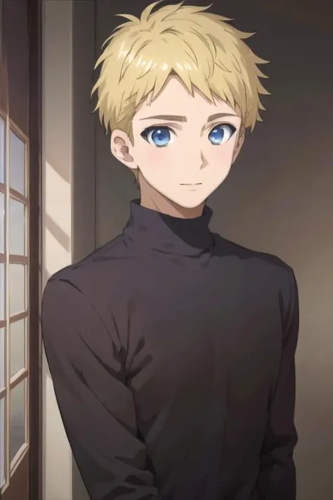 masterpiece, best quality, high quality, 1boy, solo, male focus, looking at viewer, upper body, <lora:elvin_von_arnim:0.78>, elvin_von_arnim, blonde hair, blue eyes, realistic, gakuran