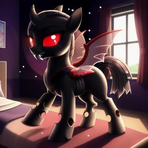feral changeling, portrait, ((bedroom,)), (masterpiece), (raytracing), (cinematic lighting), triadic lighting, High Definition, light particles, (shading), glowing red eyes, red wings, red backplate, ((pony body)), (((perfect anatomy))), {my little pony}, ((((cute)))), (((female))), ((fangs)), ((yuri style:1)) <hypernet:change:0.3>, 3d <lora:ling_v4_btest:0.54>, (masterpiece, best quality:1.1), nsfw, pussy:1, ass:1, (((cum)))
