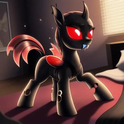 feral changeling, portrait, ((bedroom,)), (masterpiece), (raytracing), (cinematic lighting), triadic lighting, High Definition, light particles, (shading), glowing red eyes, red wings, red backplate, ((pony body)), (((perfect anatomy))), {my little pony}, ((((cute)))), (((female))), ((fangs)), ((yuri style:1)) <hypernet:change:0.37>, 3d <lora:ling_v4_btest:0.54>, (masterpiece, best quality:1.1), nsfw, pussy:1, ass:1, (((cum)))